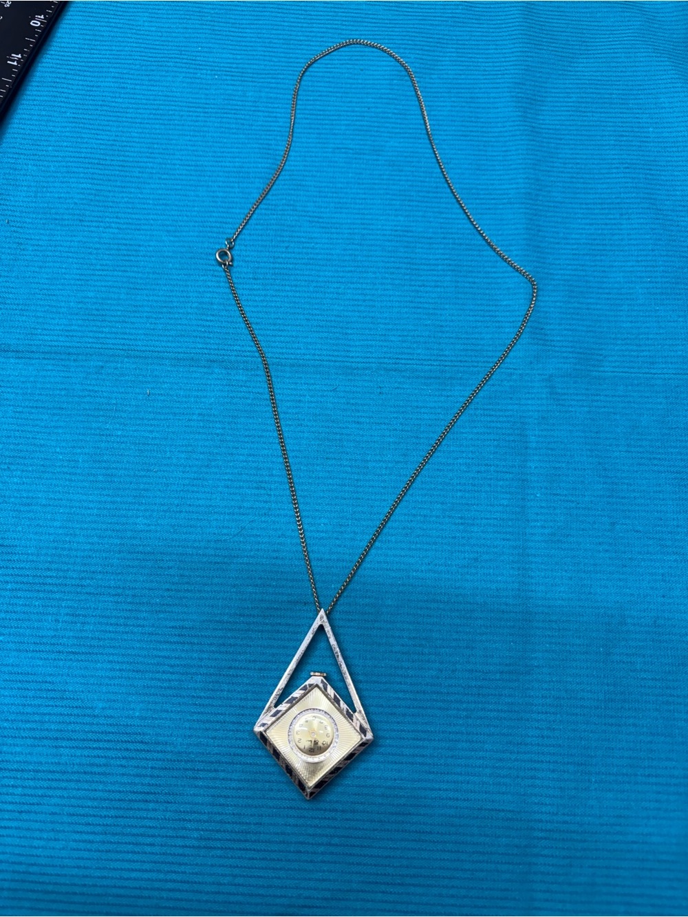Vintage Endura Mechanical Pendant Necklace Watch - Diamond Shape, Untested